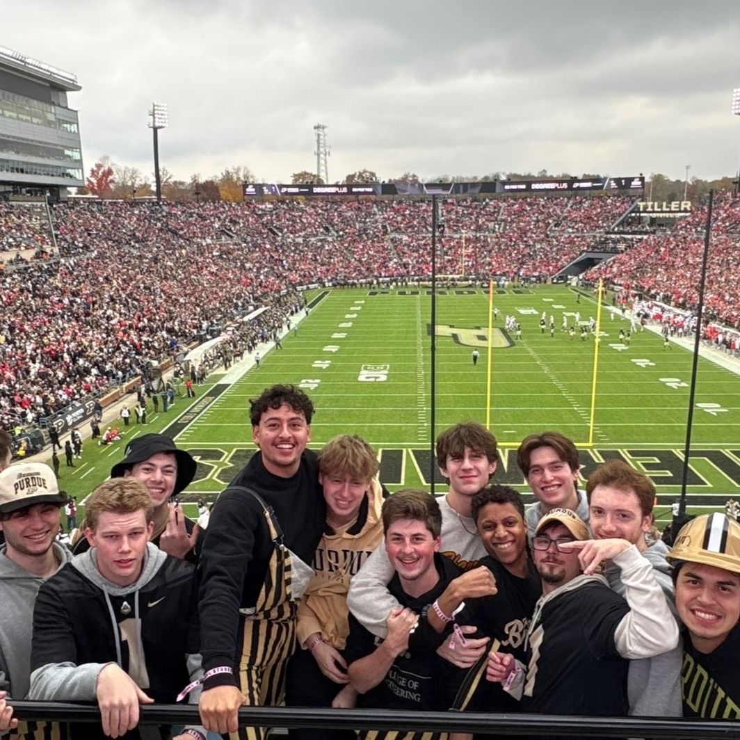 Brothers together at a Purdue football game in Ross-Ade Stadium